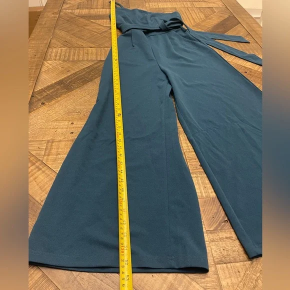 Chic Teal One-Shoulder Jumpsuit - Picture 5 of 6